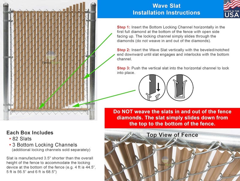 FenceSource Wave Slat (9 Colors) Single Wall Bottom Locking Privacy Slat for 4', 5', 6', 7' and 8' Chain Link Fence (7 ft, White) - Image 4