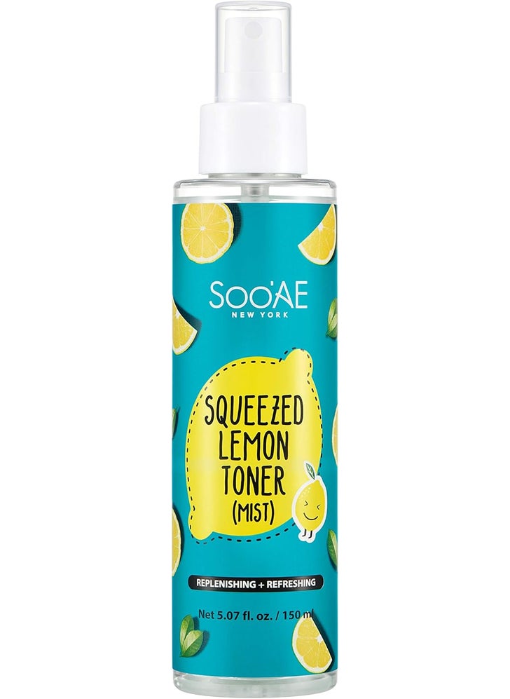 SOOAE Soo'AE Squeezed Lemon Toner Mist - Facial Toner with Vitamin C, Lemon Extract, Hyaluronic Acid to Hydrating and Tone Skin, Alcohol-Free Oil-Free Astringent, Great for Oily/Combination/Acne Prone Skin 