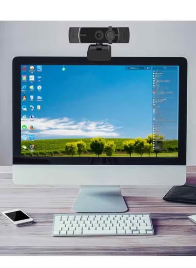 WB-01 4K 30FPS USB Webcam with Noise Cancelling Microphone, Auto Focus & Light Correction, Plug and Play for Laptop Desktop Online Class Video Conference Live Streaming Black - Image 2