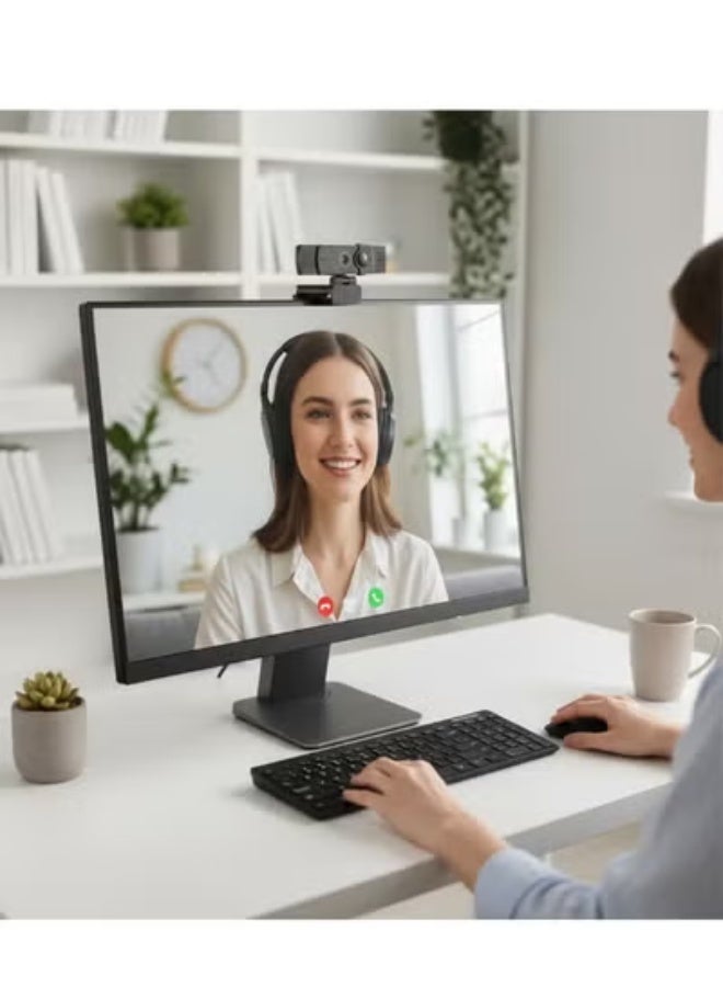 WB-01 4K 30FPS USB Webcam with Noise Cancelling Microphone, Auto Focus & Light Correction, Plug and Play for Laptop Desktop Online Class Video Conference Live Streaming Black - Image 3