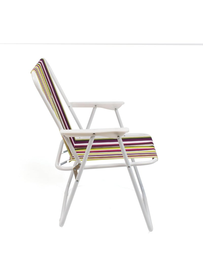 Raxoom Folding Beach Chair - Metal and Polyester Chair - Ideal Seat for Beach, Garden, Terrace (Model 1 - Green/Pink/Violet) - Image 5