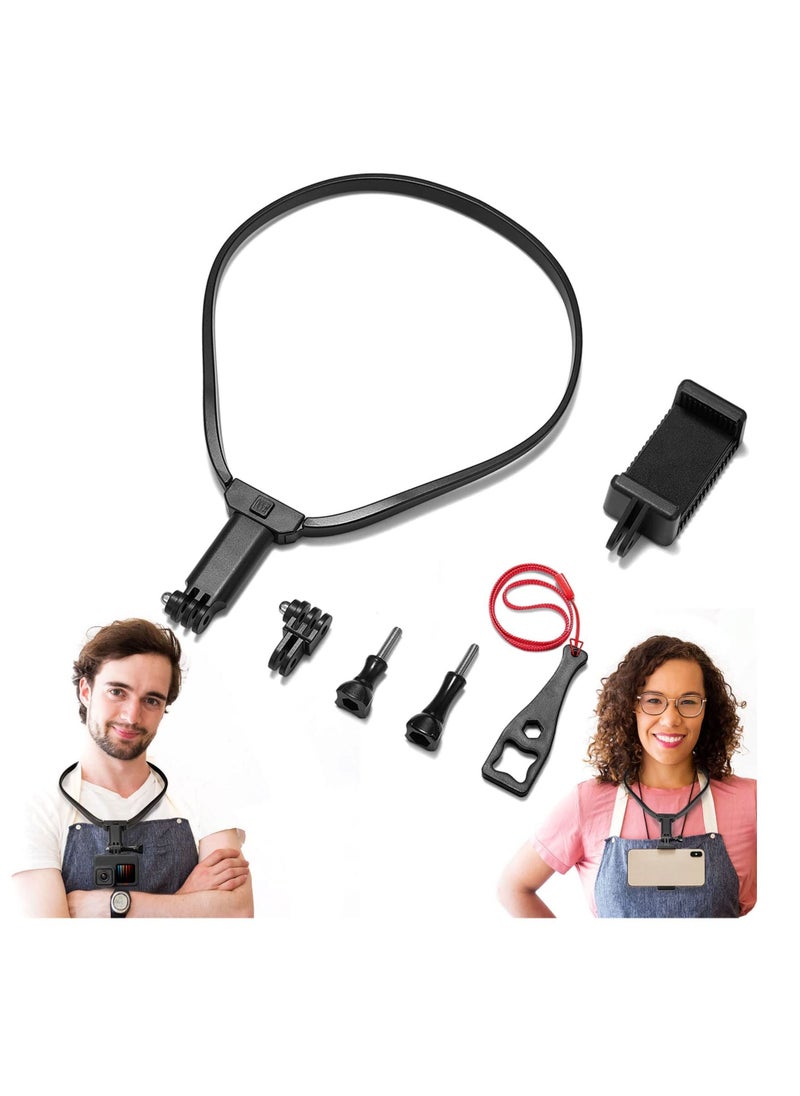 SYOSI Action Camera Neck Holder Mount Bracket for Gopro POV VLOG Extendable Selfie Neck Holder Mount Kit Compatible with Gopro MAX Hero DJI Coyote AKASO and Cell Phone for Cycling Travel  - Image 1