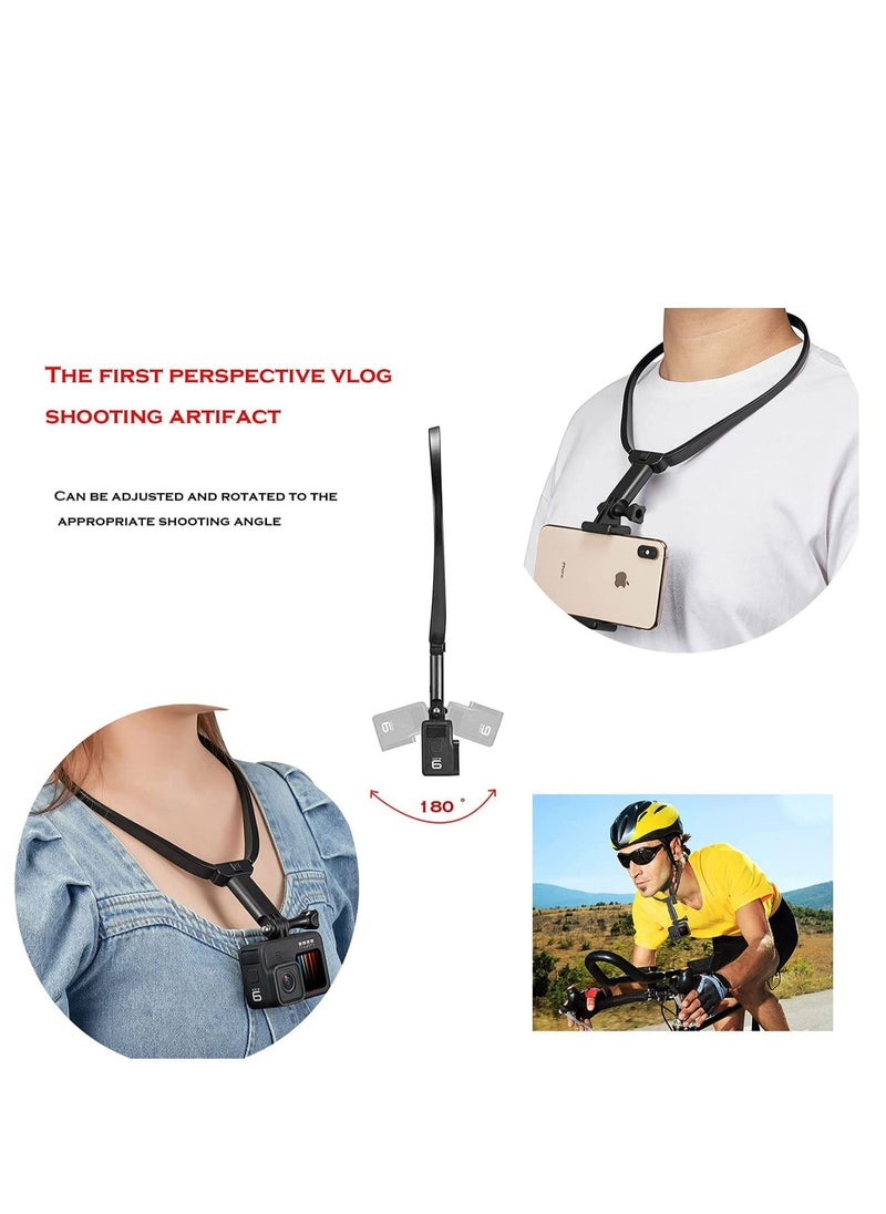 SYOSI Action Camera Neck Holder Mount Bracket for Gopro POV VLOG Extendable Selfie Neck Holder Mount Kit Compatible with Gopro MAX Hero DJI Coyote AKASO and Cell Phone for Cycling Travel  - Image 4