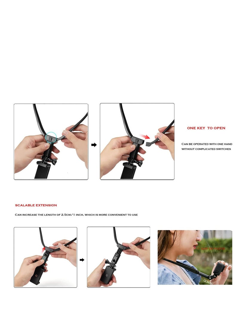 SYOSI Action Camera Neck Holder Mount Bracket for Gopro POV VLOG Extendable Selfie Neck Holder Mount Kit Compatible with Gopro MAX Hero DJI Coyote AKASO and Cell Phone for Cycling Travel  - Image 5