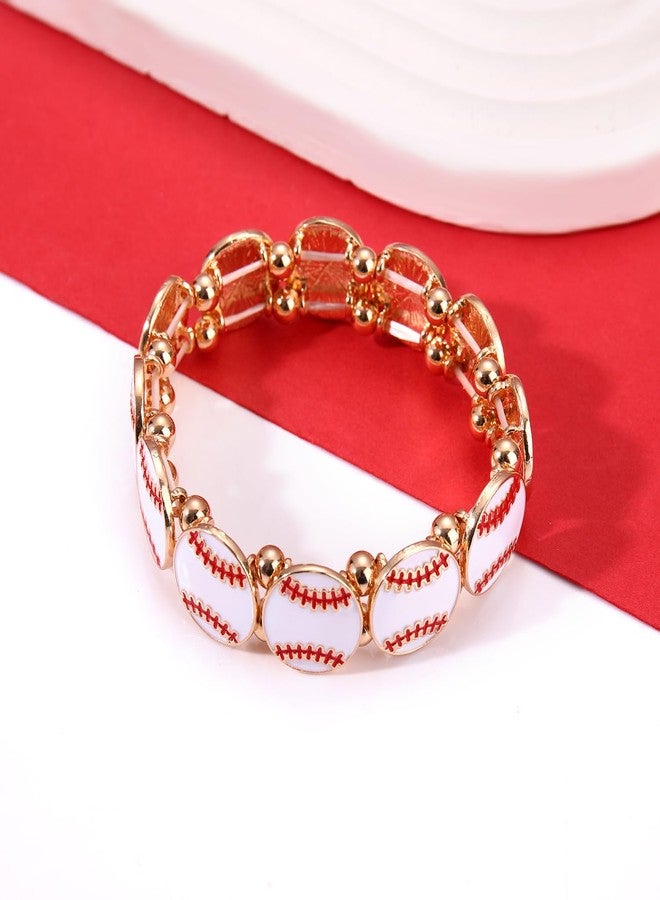 BVGA Baseball Bracelet for Women Men Game Day Beaded Stretch Bracelet Baseball Jewelry Accessories Outfits Party Favors Gifts for Fans - Image 5