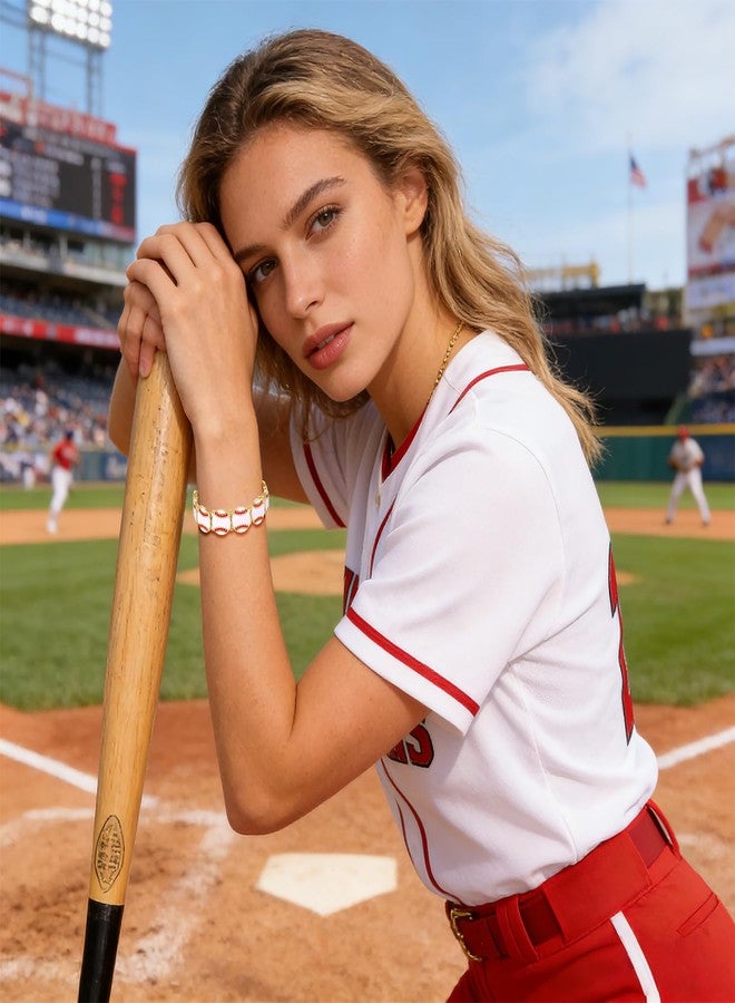 BVGA Baseball Bracelet for Women Men Game Day Beaded Stretch Bracelet Baseball Jewelry Accessories Outfits Party Favors Gifts for Fans - Image 4