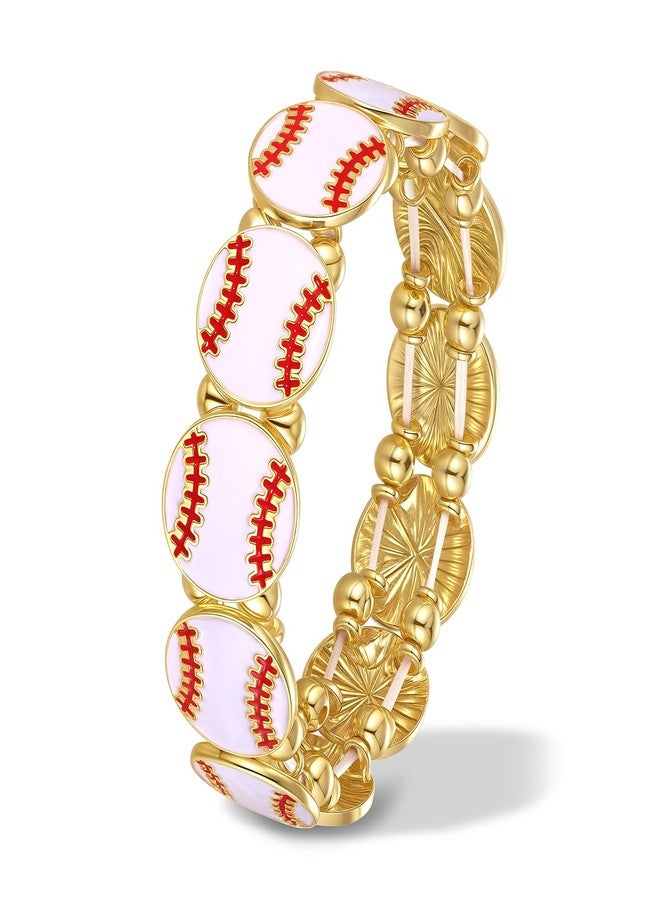 BVGA Baseball Bracelet for Women Men Game Day Beaded Stretch Bracelet Baseball Jewelry Accessories Outfits Party Favors Gifts for Fans - Image 1