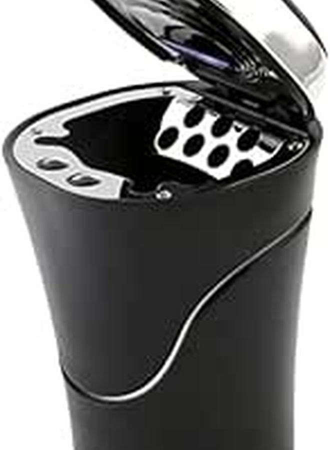 Black Solar Powered Smokeless Car Ashtray With LED Light For Cup Holder Easy Clean - Image 1