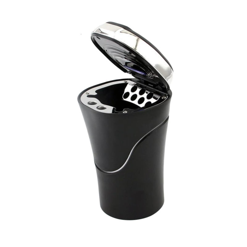 Black Solar Powered Smokeless Car Ashtray With LED Light For Cup Holder Easy Clean - Image 2