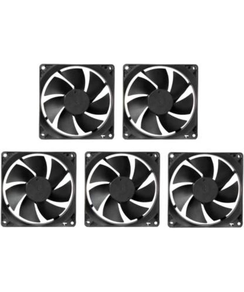 TechSupreme PACK OF 5 DC 12V Cooling Fan for PC Case 80X80X25MM Cabinet Fan 3.-Inch Square Cooler (Black) - Image 1