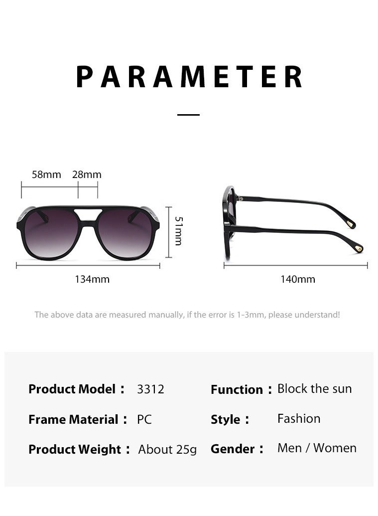 KASTWAVE Retro Aviator Sunglasses 2 Pcs Double Beam Sunglasses for Womens Mens Vintage 70s Double Bridge Sun Glasses Classic Large Squared Frame Motion Sunglasses Protection - Image 4