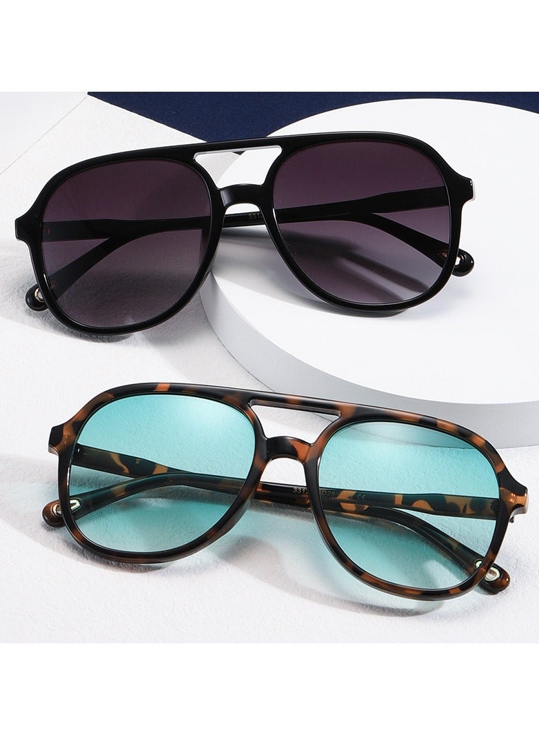 KASTWAVE Retro Aviator Sunglasses 2 Pcs Double Beam Sunglasses for Womens Mens Vintage 70s Double Bridge Sun Glasses Classic Large Squared Frame Motion Sunglasses Protection - Image 2