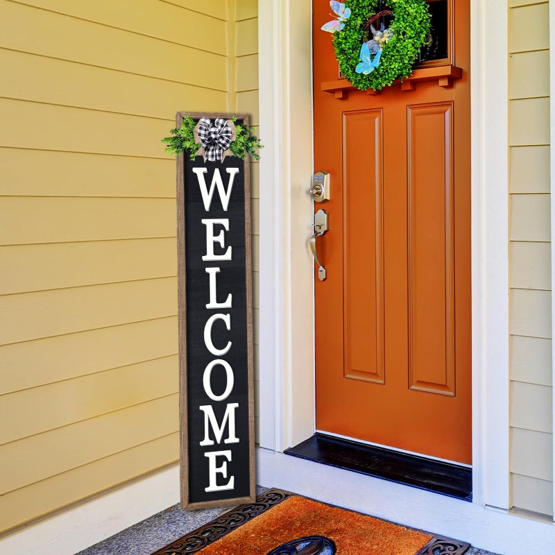 comurdyo Welcome-ish Sign for Front porch Standing 45"X9" Wooden Frame Large Outdoor Welcome Front Door Tall Vertical Funny Signs Decor for Modern Rustic Farmhouse Home Outside Decorations (Wood Black) - Image 5