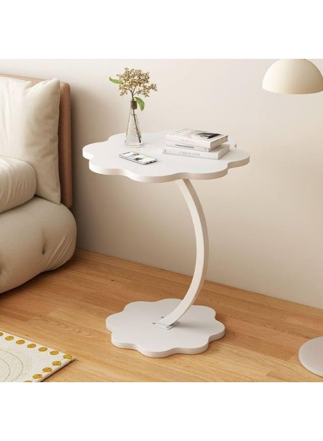 DubaiGallery C-Shaped Sofa Table, Modern End Table with Marble Finish, Living Room Use - Image 1