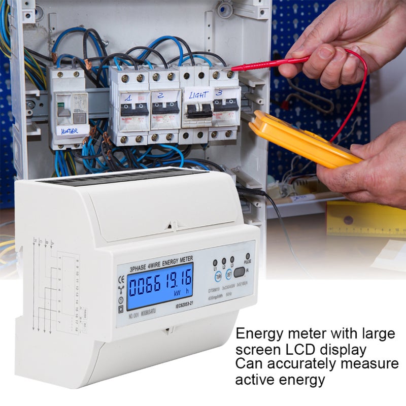 DTS6619-016 3-Phase Energy Meter 380V 7P LCD Digital Display Power Meter with Backlight - Image 2