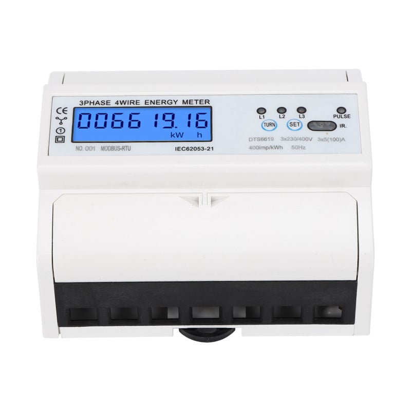 DTS6619-016 3-Phase Energy Meter 380V 7P LCD Digital Display Power Meter with Backlight - Image 1