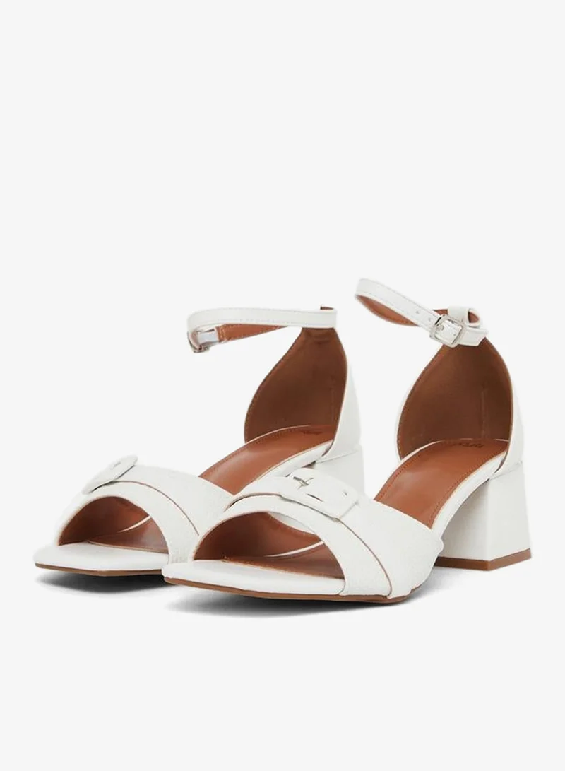Styli White Ankle Strap Low Heel Sandals
