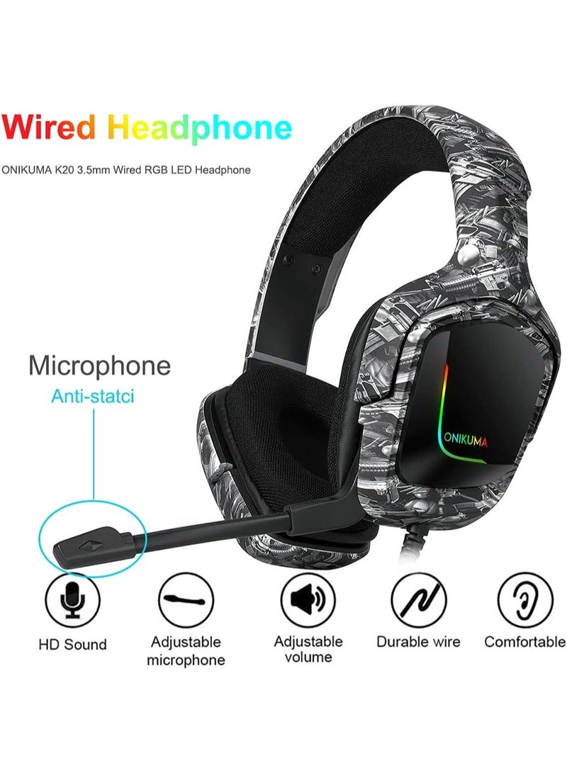 onikuma K20 RGB Gaming Headset - 7.1 Surround Sound - Noise Cancelation Microphone - Image 4