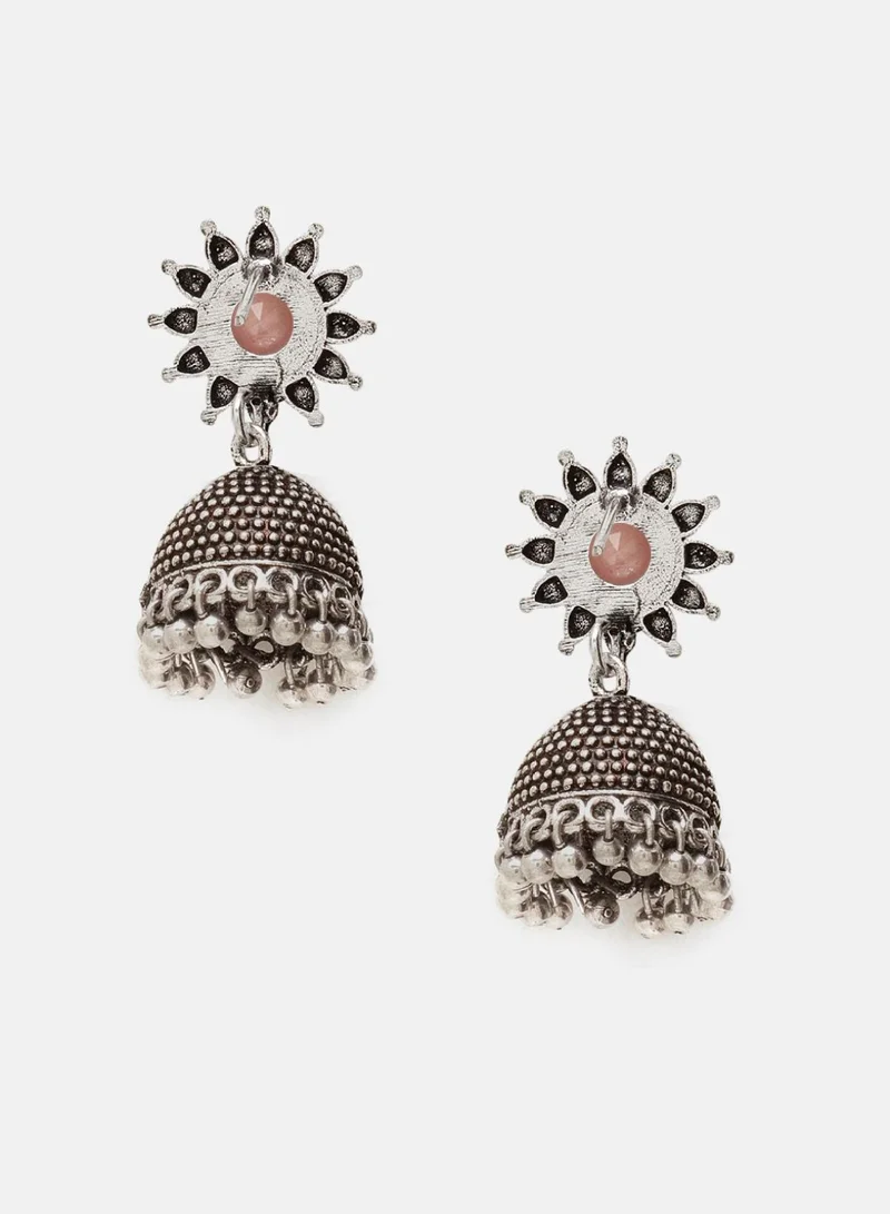 Priyaasi Quartz Stone Studded Oxidized Dome Shaped Jhumkas