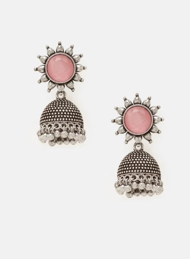 Priyaasi Quartz Stone Studded Oxidized Dome Shaped Jhumkas