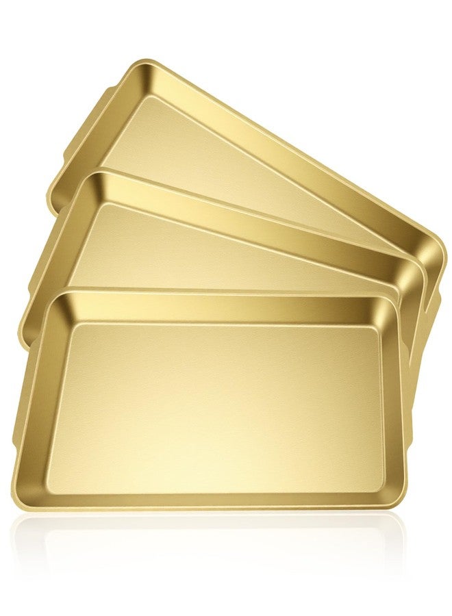 PercyEffie 3 Pack 304 Stainless Steel Gold Serving Trays, 12.6" Rectangular Food Serving Platters, Tray Multipurpose for Buffet, Party, Kitchen - Image 1