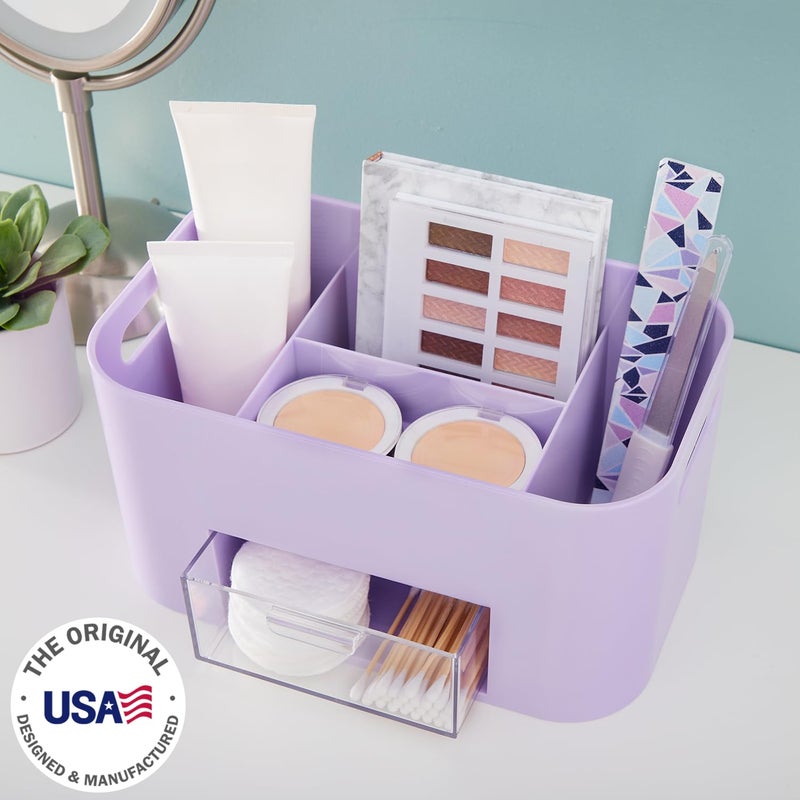 STORi Bliss Lilac Purple Makeup Organizer for Countertop, Divided Bathroom Organizer & Storage Drawer, Makeup Brush Holder, Cosmetic & Nail Polish Organizer, Made in USA - Image 2