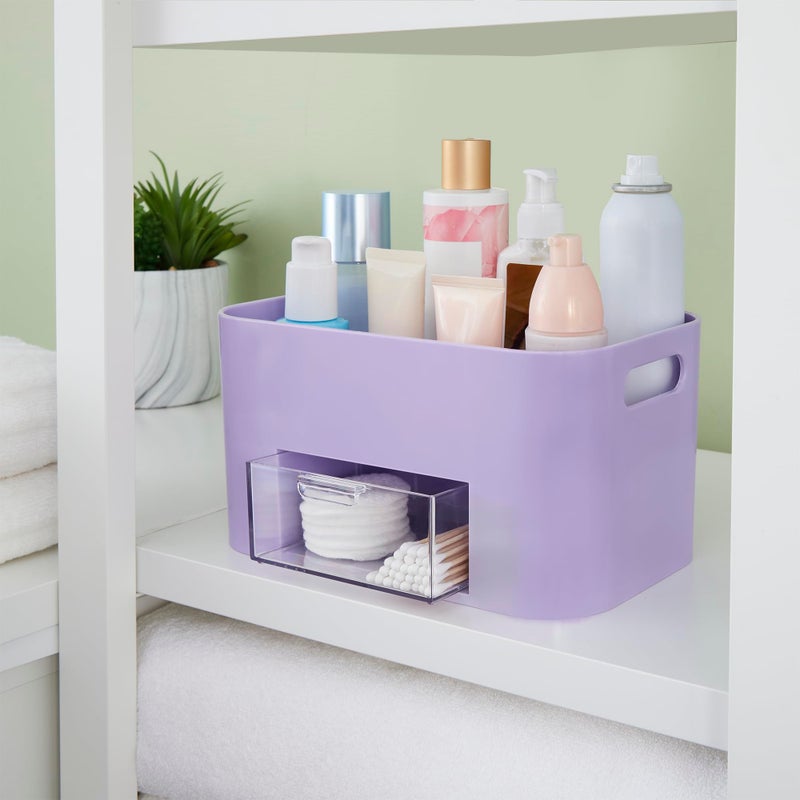 STORi Bliss Lilac Purple Makeup Organizer for Countertop, Divided Bathroom Organizer & Storage Drawer, Makeup Brush Holder, Cosmetic & Nail Polish Organizer, Made in USA - Image 3