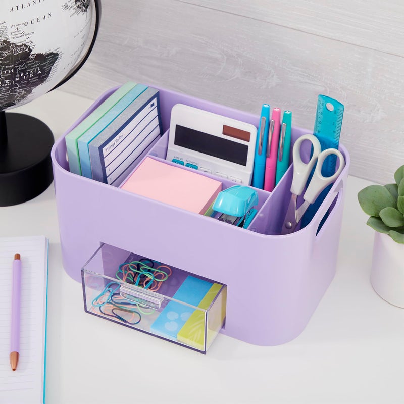 STORi Bliss Lilac Purple Makeup Organizer for Countertop, Divided Bathroom Organizer & Storage Drawer, Makeup Brush Holder, Cosmetic & Nail Polish Organizer, Made in USA - Image 4