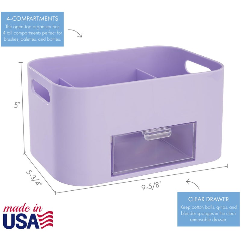 STORi Bliss Lilac Purple Makeup Organizer for Countertop, Divided Bathroom Organizer & Storage Drawer, Makeup Brush Holder, Cosmetic & Nail Polish Organizer, Made in USA - Image 5