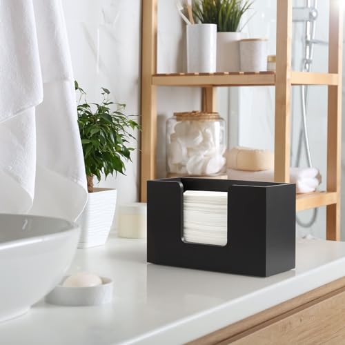 Bivvclaz Paper Towel Dispenser Countertop, Wooden Bathroom Paper Towel Holder, Black Napkin Holder for Kitchen, Countertop Multifold C-Fold, Z-Fold, Trifold Paper Hand Towel Dispenser for Bathroom Toilet - Image 5