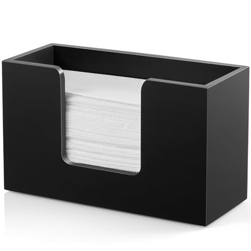 Bivvclaz Paper Towel Dispenser Countertop, Wooden Bathroom Paper Towel Holder, Black Napkin Holder for Kitchen, Countertop Multifold C-Fold, Z-Fold, Trifold Paper Hand Towel Dispenser for Bathroom Toilet - Image 1