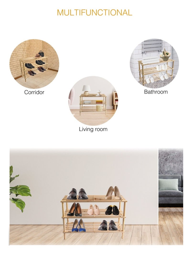 Generic - 3 Tier Storage Shoes Rack Wooden Shoe Rack Bedroom or Hallway - Image 1