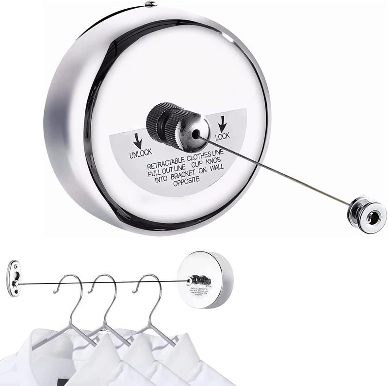 AFPINStainless Steel Retractable Clothes line Rope for Cloth Drying Cloth Drying Rope Cloth Rope Retractable Clothesline Rope for OutdoorBalconyBathroom - Image 1