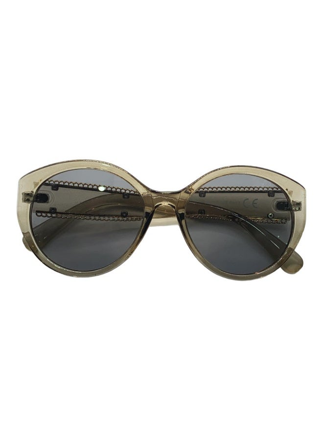 Influence Germany - Women's Fashion Sunglasses with translucent grey/smokey colored frames with gold chain detailing,Black Lens - Image 5