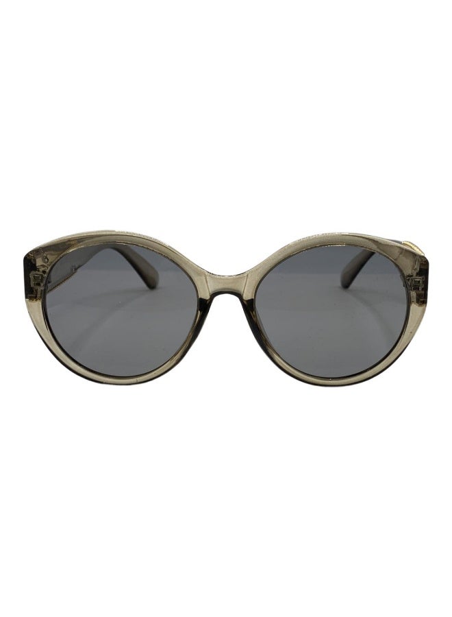 Influence Germany - Women's Fashion Sunglasses with translucent grey/smokey colored frames with gold chain detailing,Black Lens - Image 1