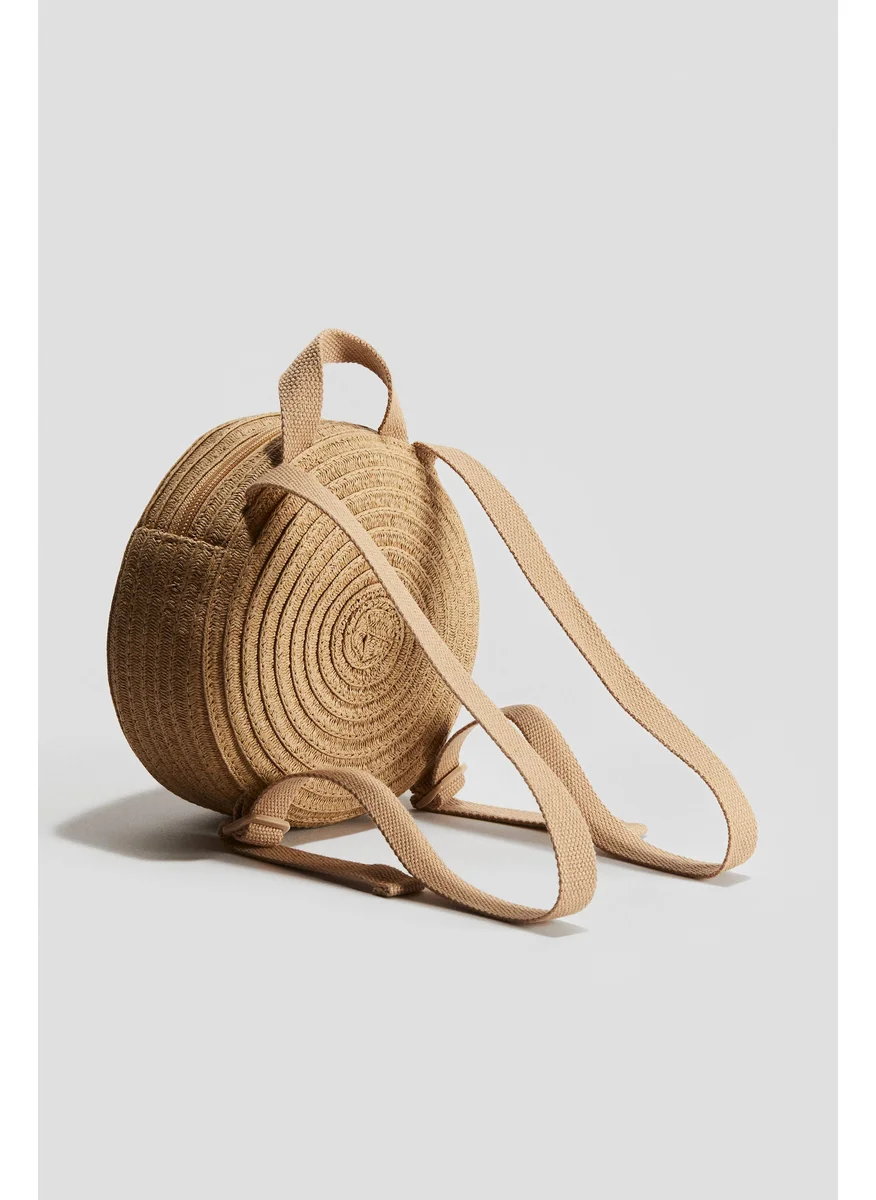 H&M Round Straw Backpack