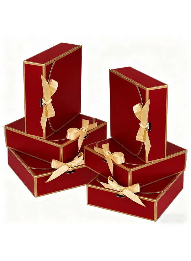 WLUSEAXI 10Pack Small Gift Boxes, 6.5''x6.5''x2'' Red Gift Boxes with Ribbon, Small Boxes for Gifts Birthday Wedding Party Valentine's Day Mother's Day - Image 1