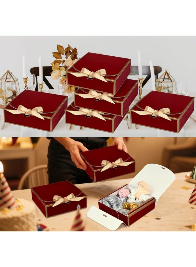WLUSEAXI 10Pack Small Gift Boxes, 6.5''x6.5''x2'' Red Gift Boxes with Ribbon, Small Boxes for Gifts Birthday Wedding Party Valentine's Day Mother's Day - Image 3