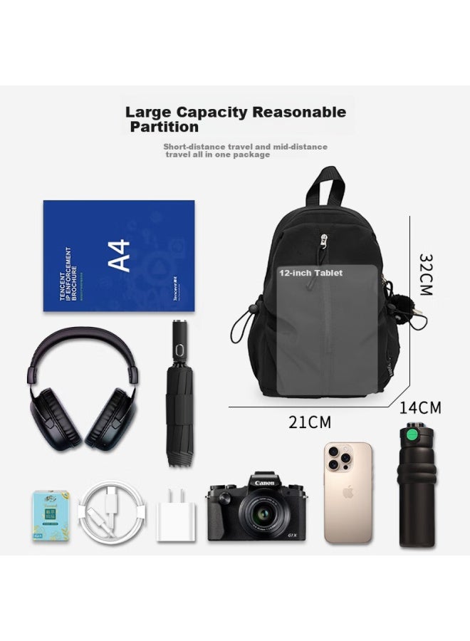 Pull Back Huili Backpack For Men And Women, Lightweight Casual Commuter Student Schoolbag, Small Outdoor Hiking Travel Bag - Image 1