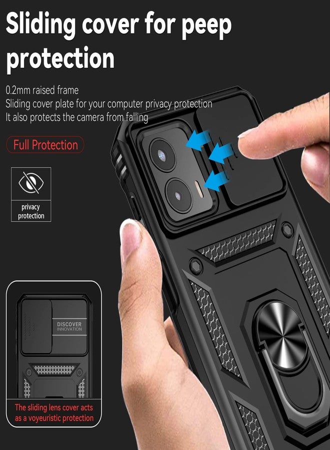 PUSHIMEI for Moto G 5G 2023 Case with Slide Camera Cover HD Screen Protector [Military Grade 16ft. Drop Tested] Magnetic Ring Holder Kickstand Protective Phone Case for Motorola Moto G 5G 2023, Black - Image 4