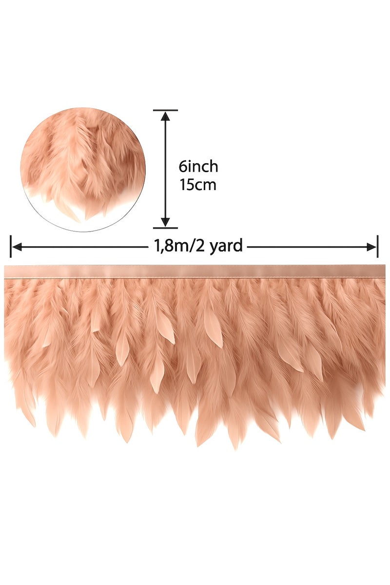 Pale Pink Feather Trim Fringe – 2 Meters | Soft  Style Feather Ribbon for Sewing, Crafts, Costumes, and Decorations – 15cm Height - Image 2