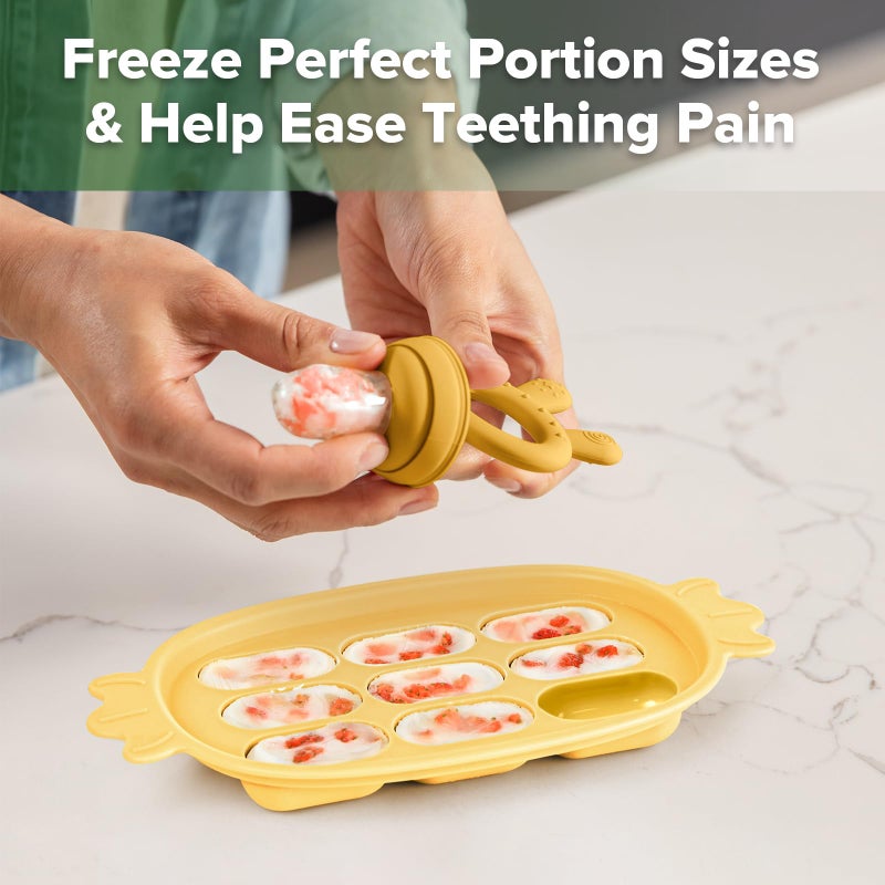 Haakaa Baby Fruit Food Feeder & Silicone Nibble Tray Combo - Breastmilk Popsicle Mold for Baby Cooling Relief, BPA Free Baby Mesh Feeder for Infant Self Feeding - Image 3