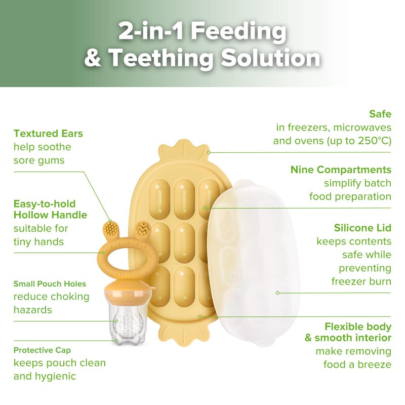 Haakaa Baby Fruit Food Feeder & Silicone Nibble Tray Combo - Breastmilk Popsicle Mold for Baby Cooling Relief, BPA Free Baby Mesh Feeder for Infant Self Feeding - Image 4
