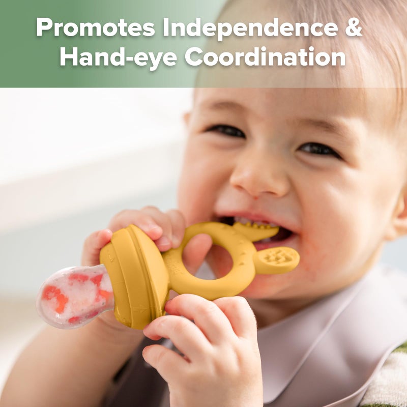 Haakaa Baby Fruit Food Feeder & Silicone Nibble Tray Combo - Breastmilk Popsicle Mold for Baby Cooling Relief, BPA Free Baby Mesh Feeder for Infant Self Feeding - Image 5