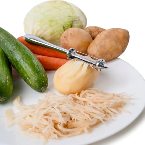 HomeWiz Stainless Steel Kitchen | Food Grade, Durable| Sharp Blades for Effortless Peeling of Fruits and Vegetables | 3 in 1 Multifunctional Julienne Peeler for Kitchen | Salad | (Silver/Black) - Image 5