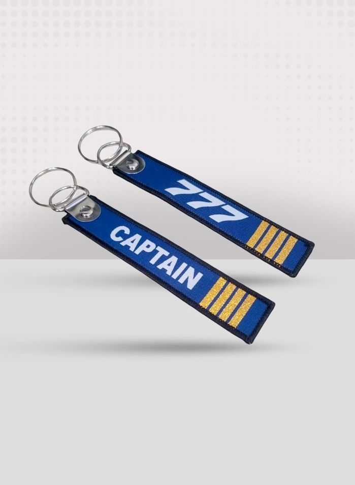Fighter Gifts 777 Captain 4 Bar Fabric Keychain