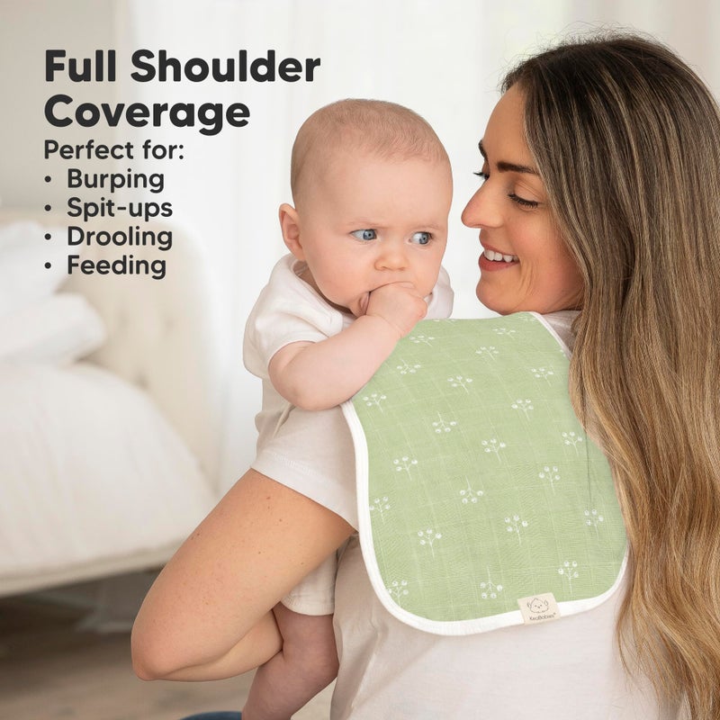 KeaBabies 5-Pack Muslin Burp Cloths Baby Boy, Girl - Very Absorbent Baby Burp Cloth Rags, 8-Layers Viscose Derived from Bamboo Cotton Muslin Towel, Super Soft Spit Up Rags, No Shrink Washcloths (Wild Bloom) - Image 3