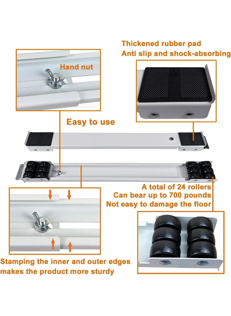 Multi-functional movable washing machine base, furniture dolly base for washing machine, dryer, refrigerator appliance, white, 45x5 cm, 18*2*1.5 cm - Image 3