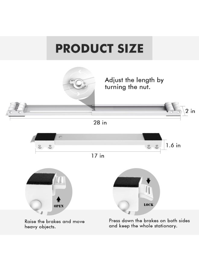 Multi-functional movable washing machine base, furniture dolly base for washing machine, dryer, refrigerator appliance, white, 45x5 cm, 18*2*1.5 cm - Image 2