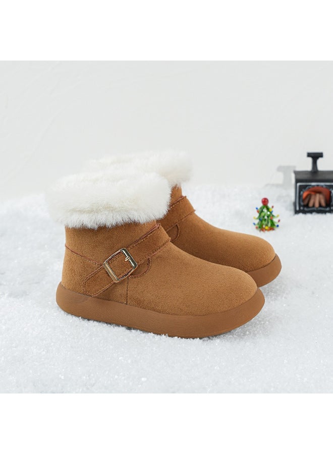 British Style Girls' Trendy Retro Snow Boots, New Casual Autumn And Winter Stylish  Cute Super Soft Fashion